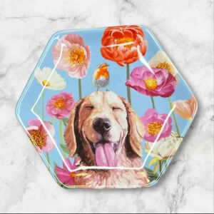 Golden retriever Art Floral Decoration mini Trinket Dish